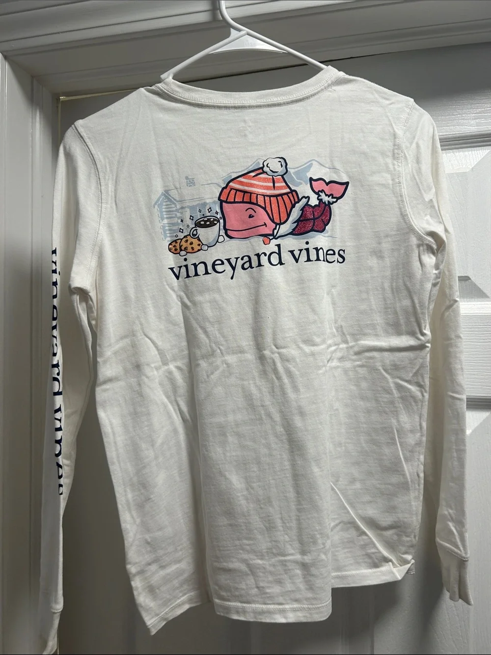 Vineyard Vines Kids White Long-Sleeve Pocket Tee with Pocket Graphic